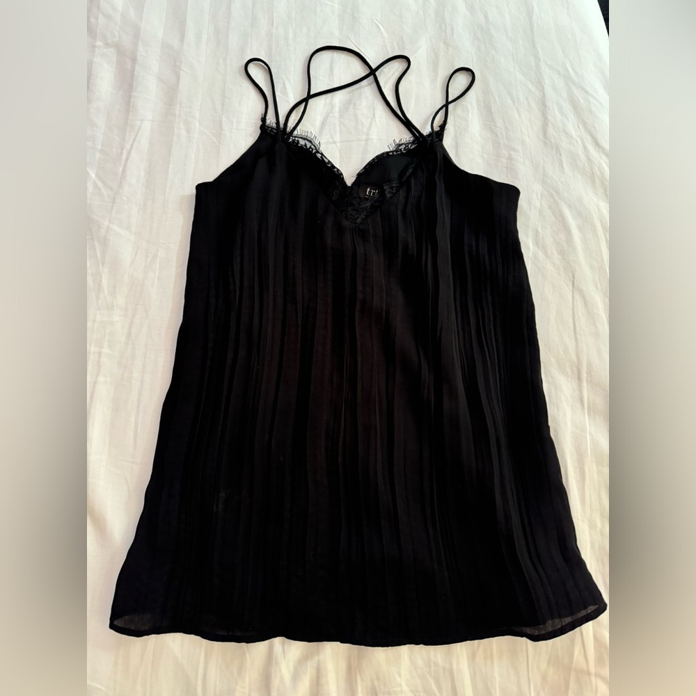 Zara ZRF Spaghetti Strap V Neck Sleeveless Lace Camisole Top Size XS Black